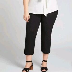 Lane Bryant The Allie Crop Trouser Pants Woman Plus 28W Black Smart Stretch Nwt